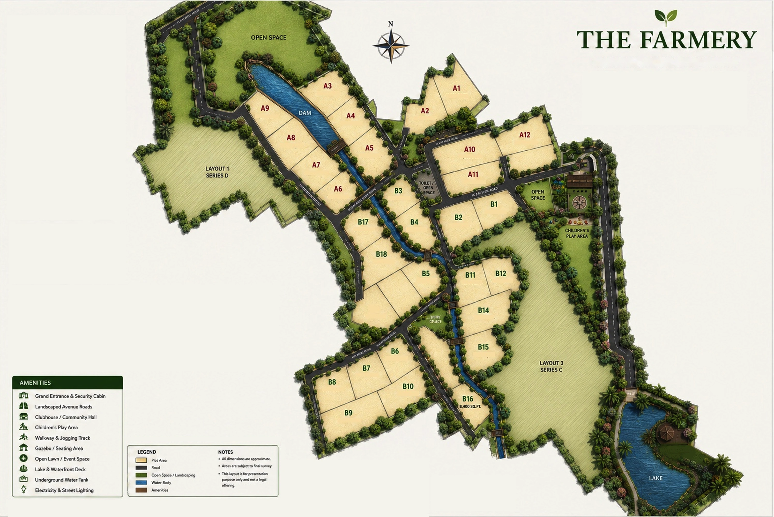 The Farmery Commune masterplan diagram, full view